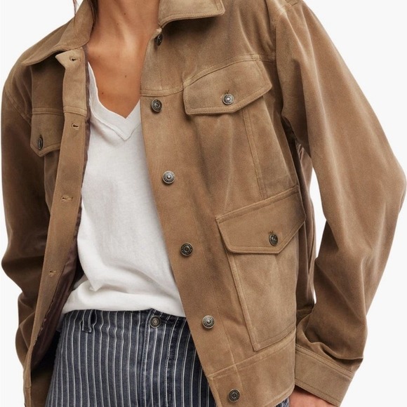 We The Free Jackets & Blazers - New! Free People Faux Suede Boxy Trucker Jacket Chore Coat